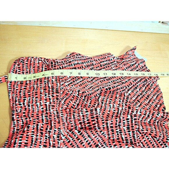 Island Escape Tier Ruffle Swimwear Tankini Top Womens Red Black Geo Print Sz 14 - Picture 12 of 12